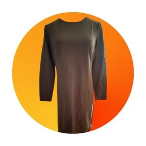 Talbots Elegant Chocolate Brown Long Sleeve Sheath Midi Dress